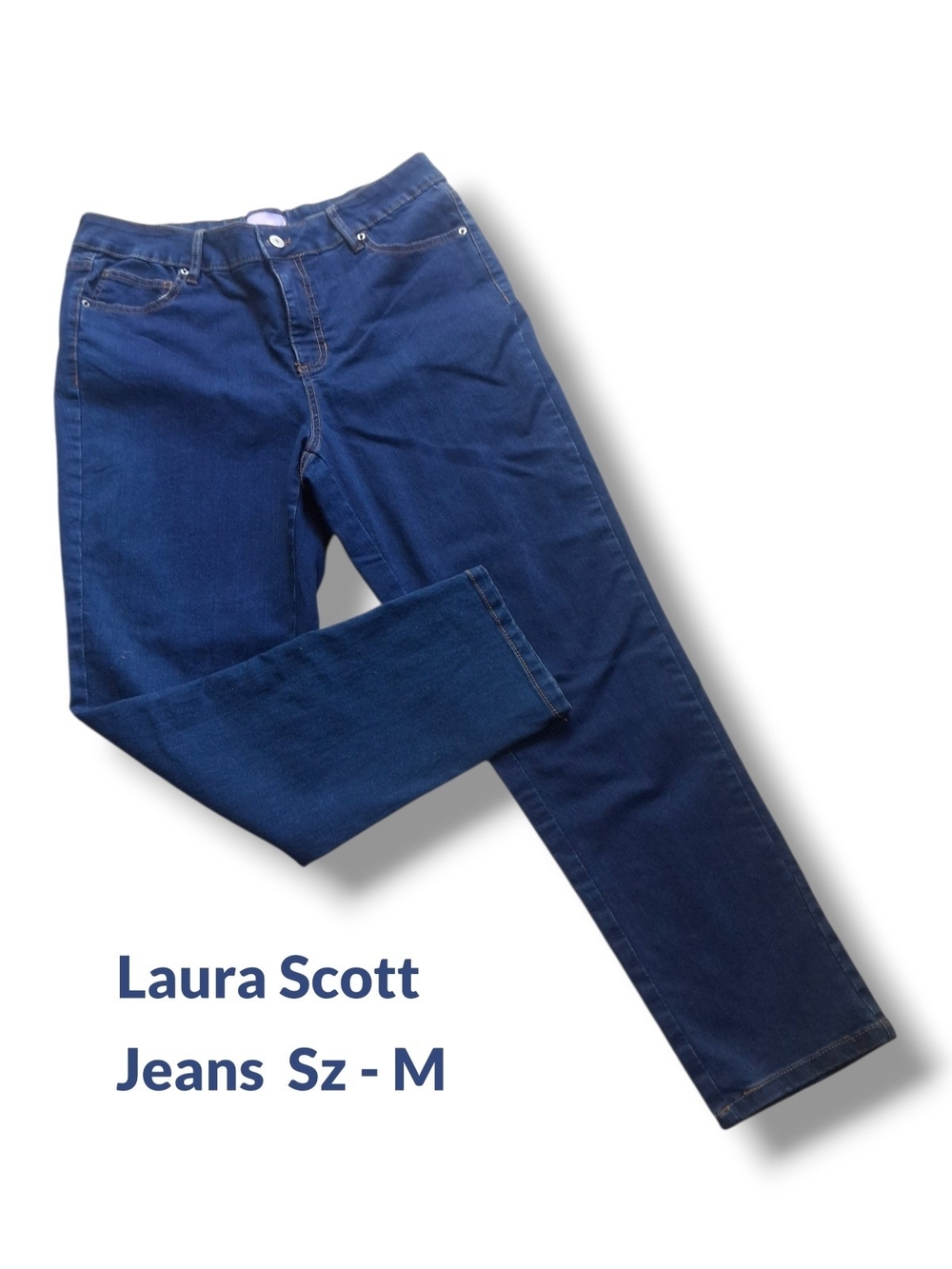 Laura Scott Navy Blue Straight-Leg Jeans